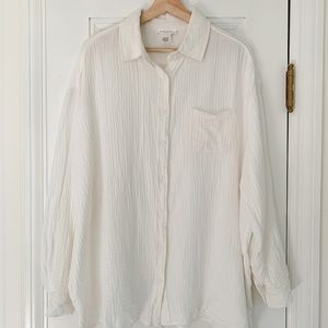 Textured cotton gauze top